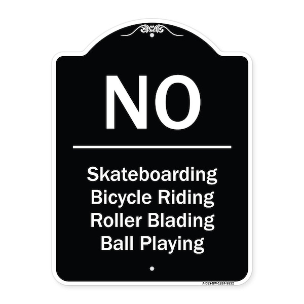 Designer Series-No-Bicycle Riding Roller Blading Ball Playing, 24" x 18", BW-1824-9832